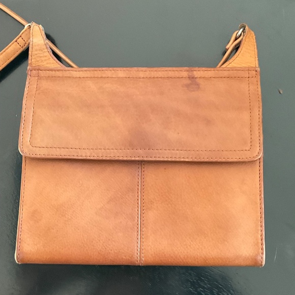 Vintage Y2K cognac brown Fossil | Leather Crossbody Purse bag satchel - Picture 5 of 15